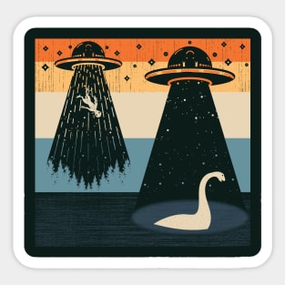 Alien Ufo Abduction Loch Ness Monster Sticker